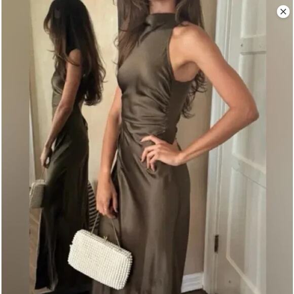 Reformation Anaiis Silk Maxi Dress Morel Size 8 Open Back - Picture 3 of 10